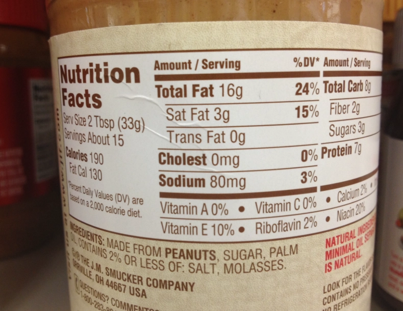 peanut butter label