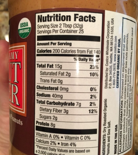 how to read peanut butter label