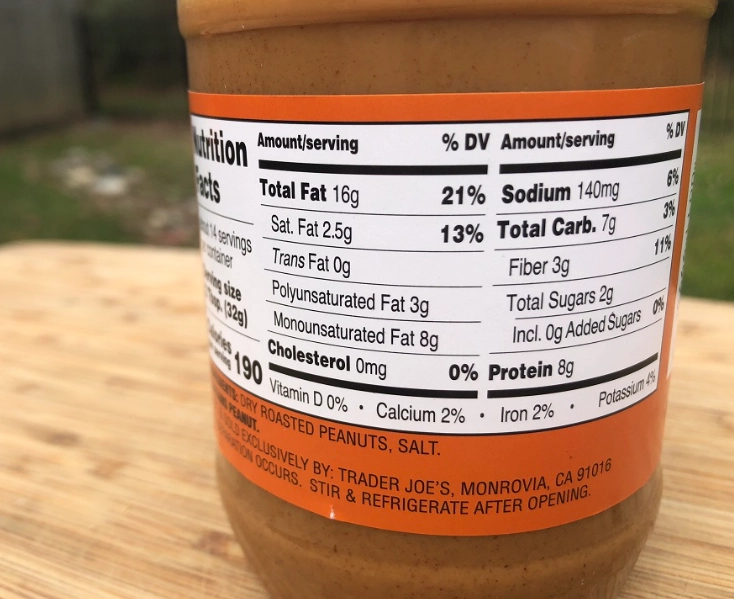 peanut butter calories