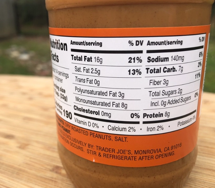how to read peanut butter nutrition label