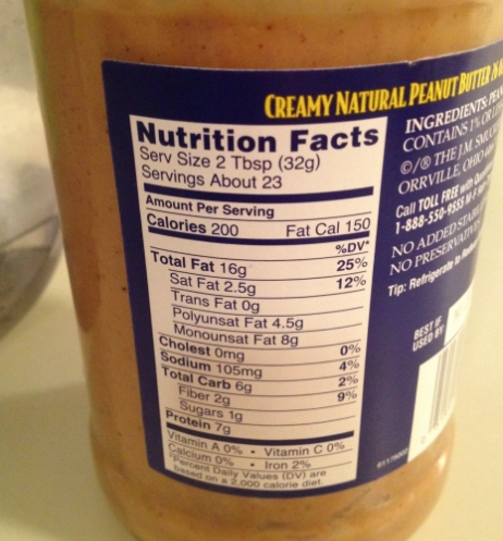 how many calories are in a jar of peanut butter