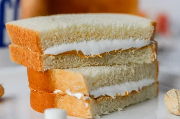peanut butter and marshmallow fluff sandwich