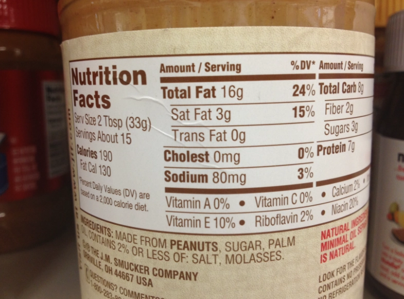 peanut butter calories per serving